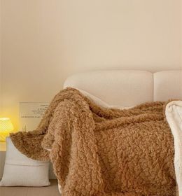 Soft Cloud Puff Lambswool Winter Warm Blanket (Option: Coffee-100x150cm)