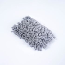 Hand-woven Tassel Pillow (Option: Gray-24X15CM)