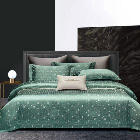 Light Luxury High-end Jacquard Long-staple Cotton Four-piece Set (Option: Royalcover Green-180cm)