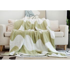 Nordic Style Half Velvet Knitted Sofa Blanket (Option: Green Plus White-110x150cm)