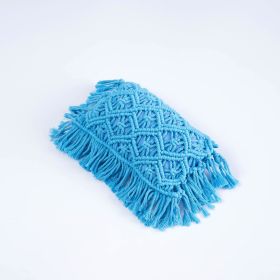 Hand-woven Tassel Pillow (Option: Cyan-24X15CM)