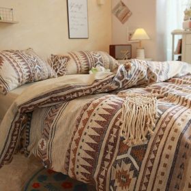 Bohemian Brown Bed Cotton Geometric Pattern (Option: Gourmet Party-1.5meter bed sheet)