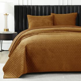 Pure Polyester Flannel Three-piece Bed Cover Set (Option: Golden Yellow-King)