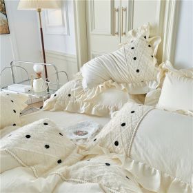 Cream Home Pure Cotton Washed Cotton Four-piece Set (Option: Milkshake White-180cm)